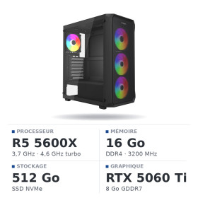 PC Gamer Ryzen 5 5600X/16GB/512GB SSD/RTX5060Ti 8GB