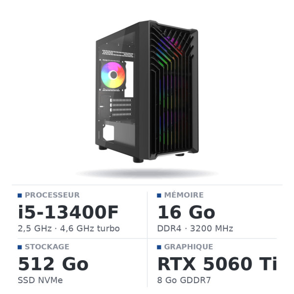 PC Gamer UltraPC Core i5 13400F/512GB SSD/16GB/RTX5060 Ti 8GB