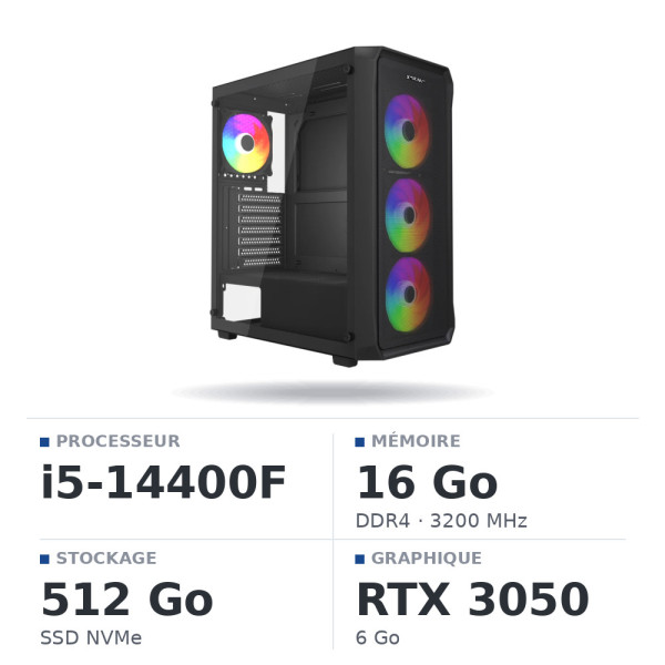 PC Gamer UltraPC Intel Core i5 14400F/512GB SSD/16GB/RTX3050 6G