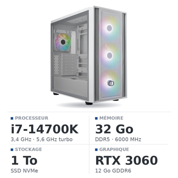 PC Gamer UltraPC Intel Core i7 14700K/1TB SSD/32GB DDR5/RTX3060