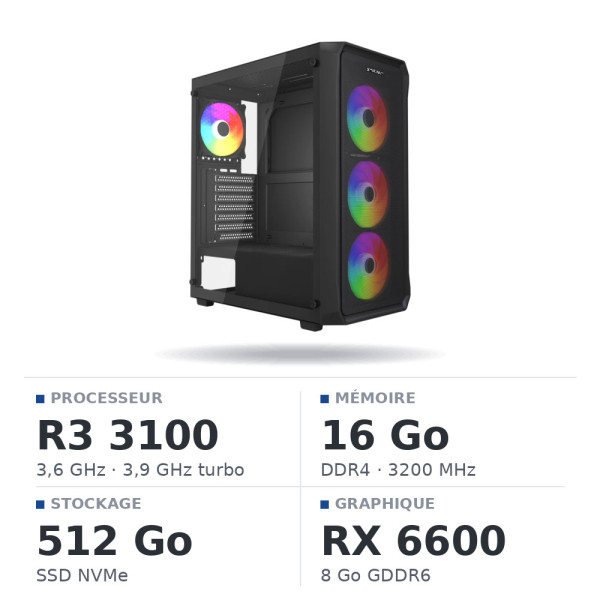 PC Gamer UltraPC Ryzen 3 3100/16GB/512GB SSD/RX6600