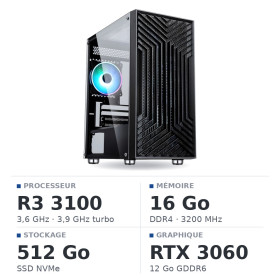 PC Gamer UltraPC Ryzen 3 3100/16Go/512Go SSD/RTX3060 12Go