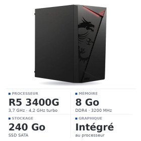 PC Gamer UltraPC Ryzen 5 3400G/240GB SSD/8GB/Radeon Vega11