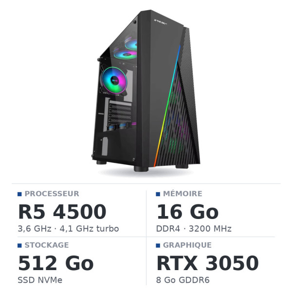 PC Gamer UltraPC Ryzen 5 4500 /16GB/512GB SSD/RTX3050 8GB