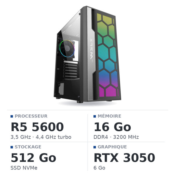 PC Gamer UltraPC Ryzen 5 5600/16GB/512GB SSD/RTX3050 6GB