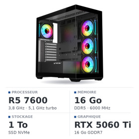 PC Gamer UltraPC Ryzen 5 7600/16GB DDR5/1TB SSD/RTX5060Ti 16GB