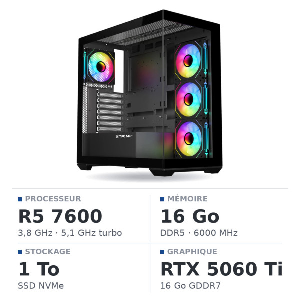 PC Gamer UltraPC Ryzen 5 7600/16GB DDR5/1TB SSD/RTX5060Ti 16GB