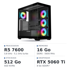 PC Gamer UltraPC Ryzen 5 7600/16GB DDR5/512GB SSD/RTX5060Ti 8GB