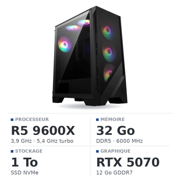 PC Gamer UltraPC Ryzen 5 9600X/32GB DDR5/1TB SSD/RTX5070