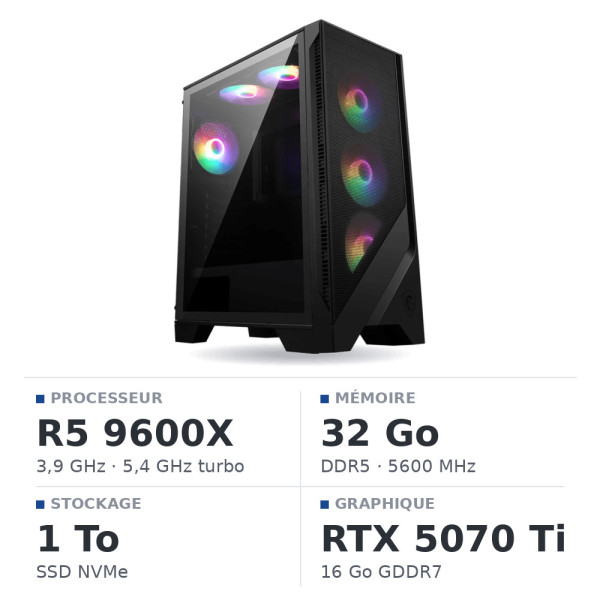PC Gamer UltraPC Ryzen 5 9600X/32GB DDR5/1TB SSD/RTX5070 Ti