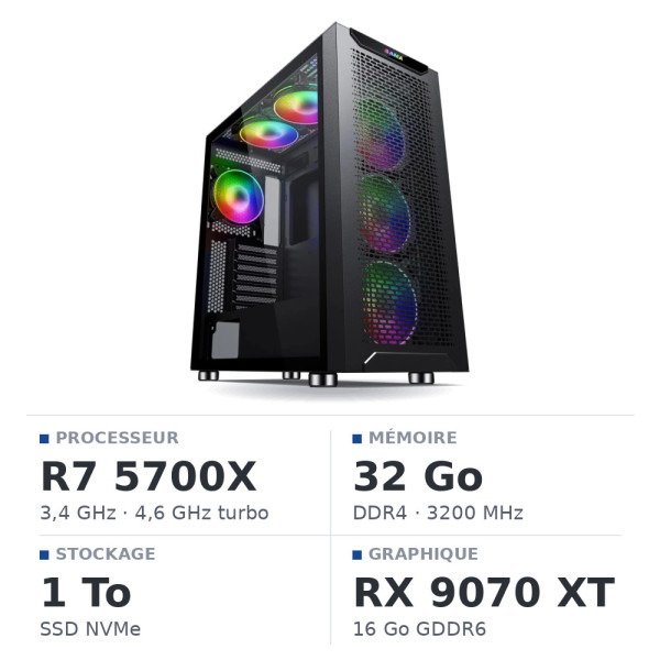 PC Gamer UltraPC Ryzen 7 5700X/32GB/1TB SSD/RX9070 XT