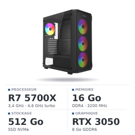 PC Gamer UltraPC Ryzen 7 5700X/512Go SSD/16Go/RTX3050 8Go