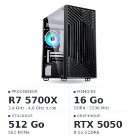 PC Gamer UltraPC Ryzen 7 5700X/512Go SSD/16Go/RTX5050 8Go