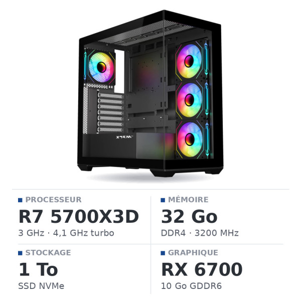 PC Gamer UltraPC Ryzen 7 5700X3D/32GB/1TB SSD/RX6700 10GB