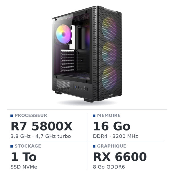 PC Gamer UltraPC Ryzen 7 5800X/1TB SSD/16GB/RX6600