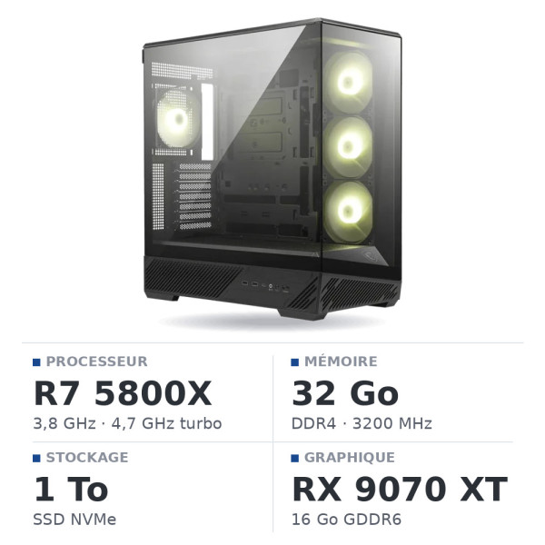 PC Gamer UltraPC Ryzen 7 5800X/32GB/1TB SSD/RX9070 XT