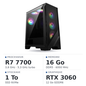 PC Gamer UltraPC Ryzen 7 7700/16GB DDR5/1TB SSD/RTX3060 12G