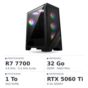 PC Gamer Ultrapc Ryzen 7 7700/1TB SSD/32GB DDR5/RTX5060TI 8GB