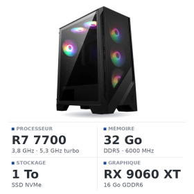 PC Gamer UltraPC Ryzen 7 7700/1TB SSD/32GB DDR5/RX9060XT 16G