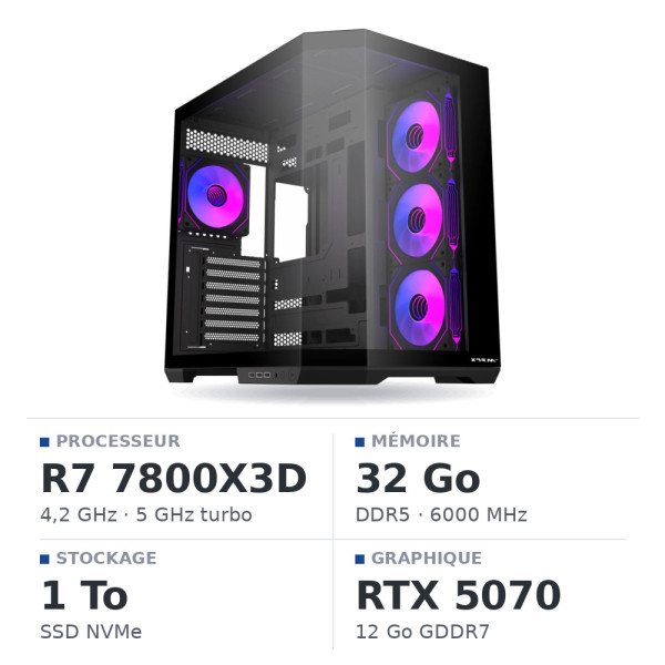 PC Gamer UltraPC Ryzen 7 7800X3D/1TB SSD/32GB DDR5/RTX5070 AMD Ryzen 7 UltraPC, Ultra Pc Gamer Maroc