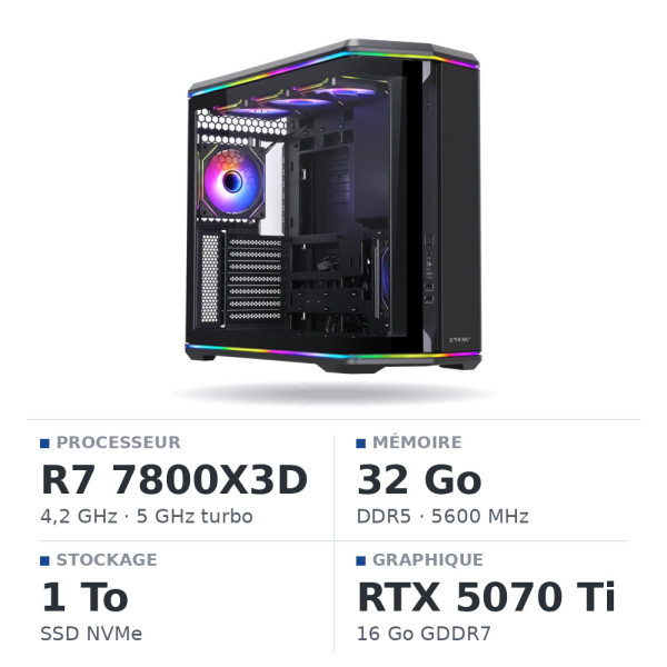 PC Gamer UltraPC Ryzen 7 7800X3D/1TB SSD/32GB DDR5/RTX5070Ti