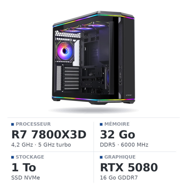 PC Gamer UltraPC Ryzen 7 7800X3D/1TB SSD/32GB DDR5/RTX5080 AMD Ryzen 7 UltraPC, Ultra Pc Gamer Maroc