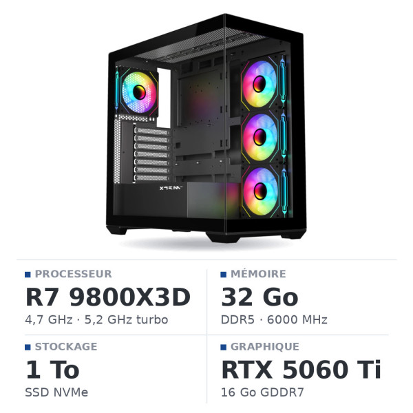 PC Gamer UltraPC Ryzen 7 9800X3D/1TB SSD/32GB DDR5/RTX5060TI 16G