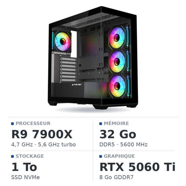 PC Gamer UltraPC Ryzen 9 7900X/1TB SSD/32GB DDR5/RTX5060Ti 8G