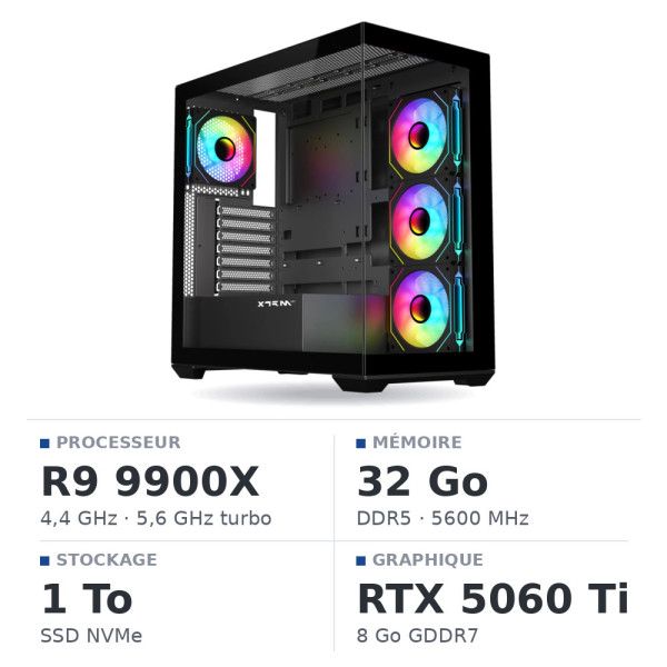 PC Gamer UltraPC Ryzen 9 9900X/1TB SSD/32GB DDR5/RTX5060TI 8G