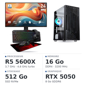 SETUP Gamer  R5 5600X RTX5050 + MP243 E14 24" 144Hz + S101-BA-3