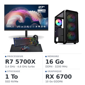 SETUP Gamer Essential R7 5700X RX6700 + XGC-120 + X27G14IFF 27" 144Hz