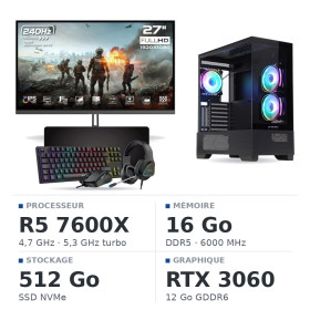 SETUP Ryzen 5 7600X RTX3060 12Go + XK27G24IFF 27" 240Hz + XGC-870