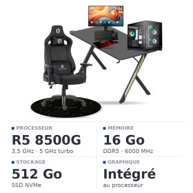 SETUP Complet Ryzen 5 8500G/512GB SSD/16GB/Radeon 740M + 24" 144Hz + S101-BA-3 + Fauteuil Slayer + Bureau NEXUS + Tapis