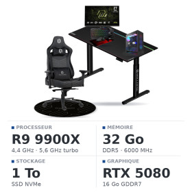 SETUP Complet Ryzen 9 9900X/1TB SSD/32GB DDR5/RTX5080 + 27" 240Hz + S101-BA-3 + Fauteuil Basilisk + Bureau TITAN PRO 140 + Tapis