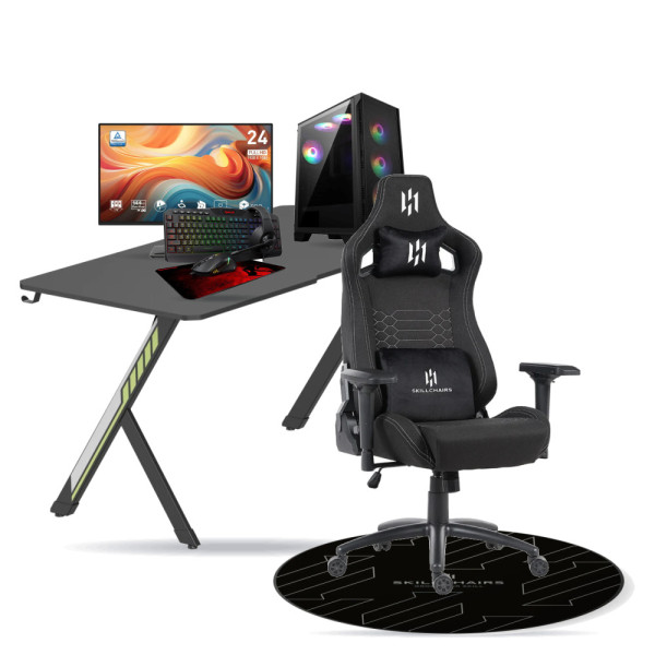 SETUP Complet Ryzen 7 5700X/16GB/512GB SSD/RTX5060 + 24" 144Hz + S101-BA-3 + Fauteuil Slayer + Bureau NEXUS + Tapis