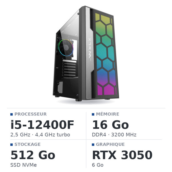 PC Gamer UltraPC Core i5 12400F/512GB SSD/16GB/RTX3050 6GB