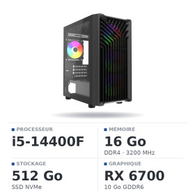 PC Gamer UltraPC Intel Core i5 14400F/512GB SSD/16GB/RX6700