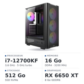 PC Gamer UltraPC Intel Core i7 12700KF/512GB SSD/16GB DDR4/RX6650XT