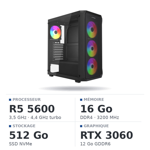 PC Gamer UltraPC Ryzen 5 5600/16GB/512GB SSD/RTX3060 12GB