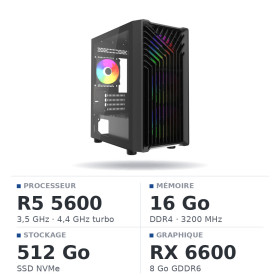 PC Gamer UltraPC Ryzen 5 5600/16GB/512GB SSD/RX6600