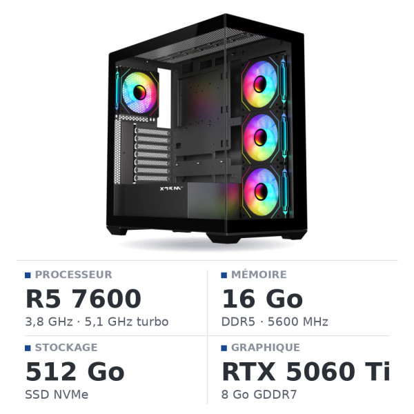 PC Gamer UltraPC Ryzen 5 7600/16GB DDR5/512GB SSD/RTX5060Ti 8GB