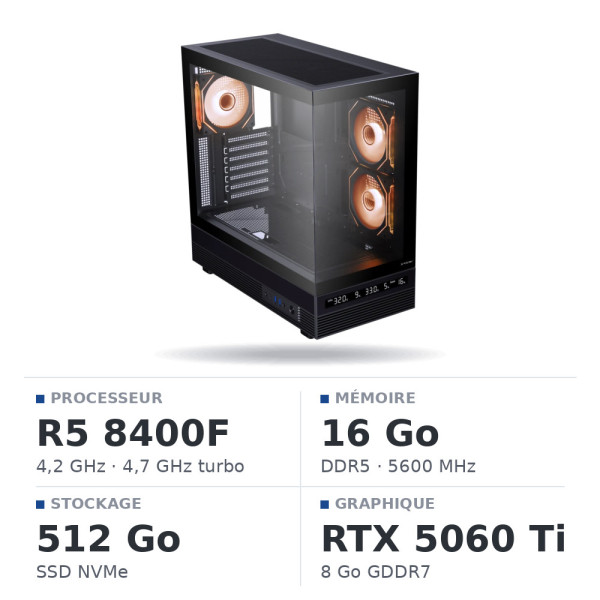 PC Gamer UltraPC Ryzen 5 8400F/512GB SSD/16GB DDR5/RTX5060Ti  8GB
