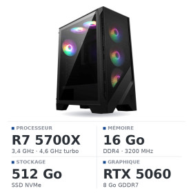 PC Gamer Ultrapc Ryzen 7 5700X/16GB/512GB SSD/RTX5060