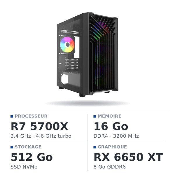 PC Gamer UltraPC Ryzen 7 5700X/16GB/512GB SSD/RX6650XT