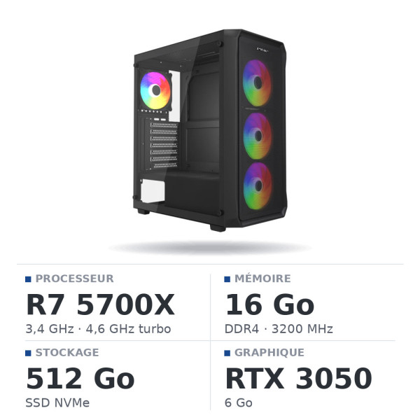 PC Gamer UltraPC Ryzen 7 5700X/512GB SSD/16GB/RTX3050 6GB