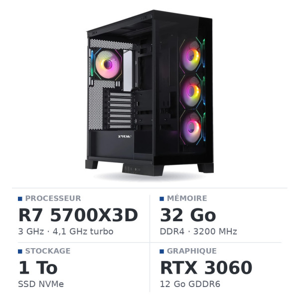 PC Gamer UltraPC Ryzen 7 5700X3D/1TB SSD/32GB/RTX3060 12GB