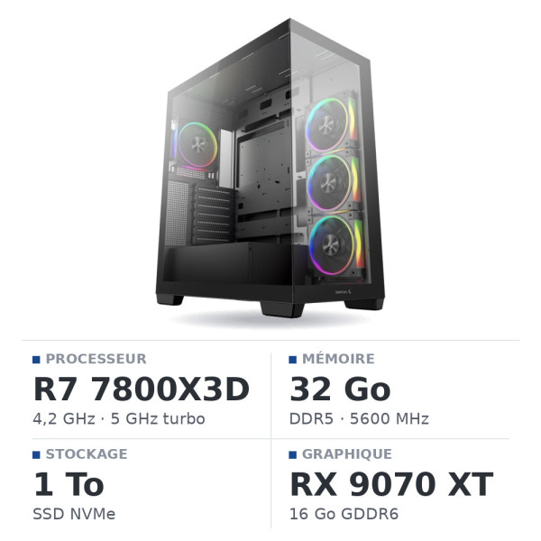 PC Gamer UltraPC Ryzen 7 7800X3D/1TB SSD/32GB DDR5/RX9070XT