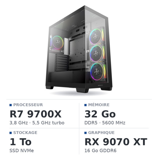 PC Gamer UltraPC Ryzen 7 9700X/32GB DDR5/1TB SSD/RX9070XT