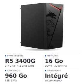 PC Gamer UltraPC Ryzen 5 3400G/960GB SSD/16GB/Radeon Vega11