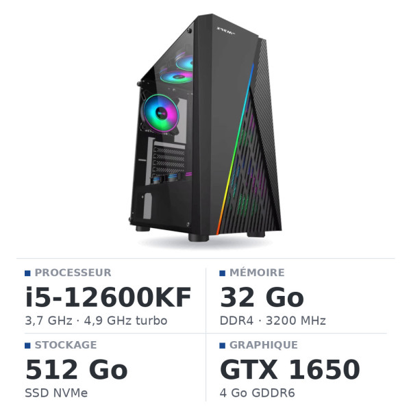 PC Gamer UltraPC Core i5 12600KF/512GB SSD/32GB/GTX1650